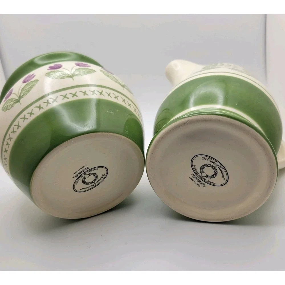 Pfaltzgraff Cottage Circle of Kindness Purple Tulip Sugar and Creamer Set